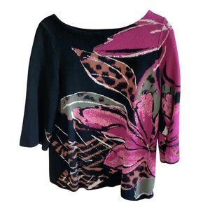 Chicos leopard print leafy sweater